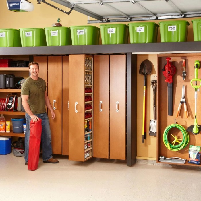 Garage storage shelves sliding space saving diy handyman family familyhandyman makeover door project Garage storage shelves sliding space saving diy handyman family familyhandyman makeover door project